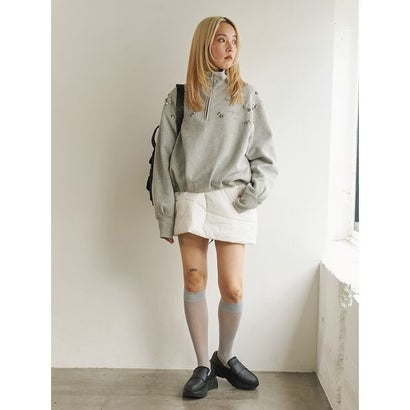 ビジューハーフジップ裏起毛スウェット【セットアップ対応】 （OWHT）｜詳細画像