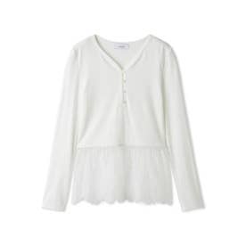 裏起毛レースドッキングカットソー （WHT）