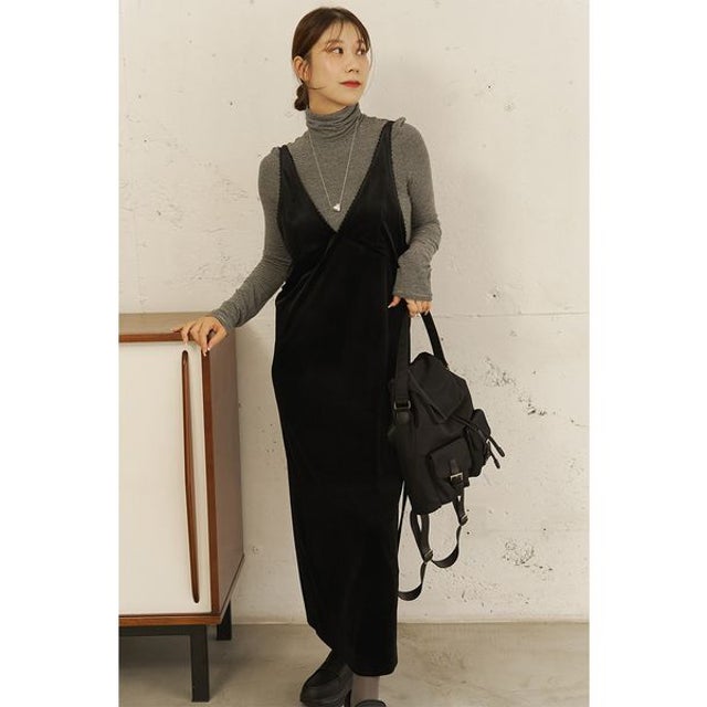 ベロアキャミワンピース （BLK）