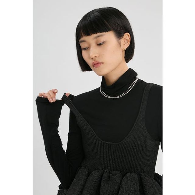 ウール混タートルネックカットソー （BLK）