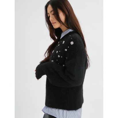 【ONLINE限定カラーあり】フラワービジューニット （BLK）｜詳細画像