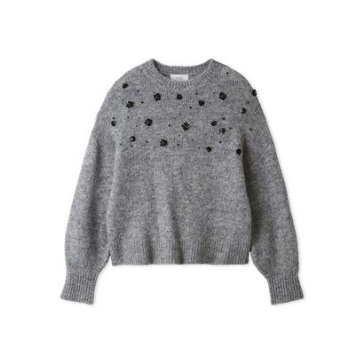 【ONLINE限定カラーあり】フラワービジューニット （GRY）｜詳細画像