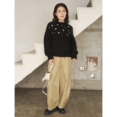 【ONLINE限定カラーあり】フラワービジューニット （GRY）｜詳細画像