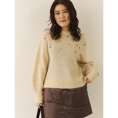 【ONLINE限定カラーあり】フラワービジューニット （GRY）｜詳細画像