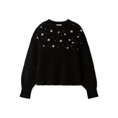 エミ emmi 【ONLINE限定カラーあり】フラワービジューニット （BLK）｜詳細画像