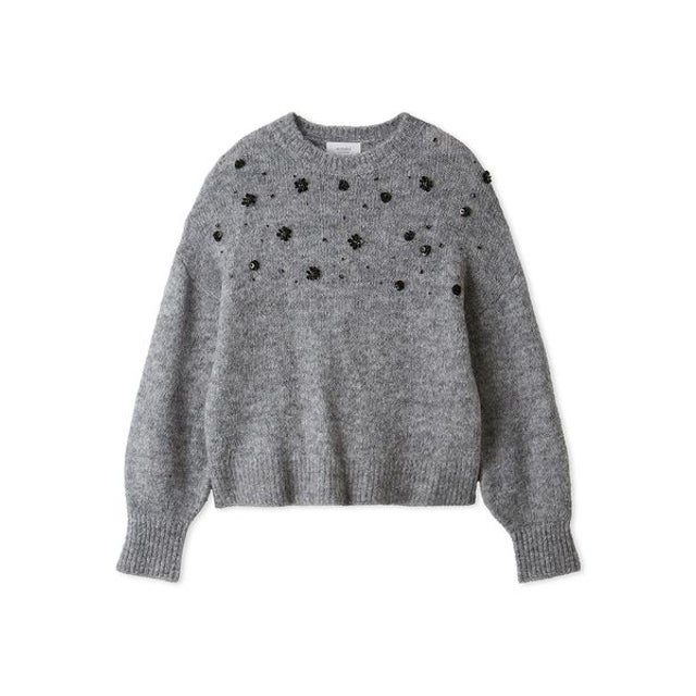 【ONLINE限定カラーあり】フラワービジューニット （GRY）