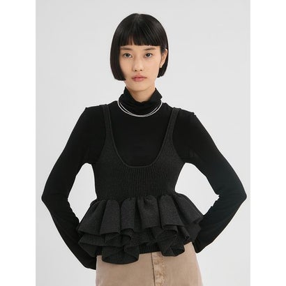 ペプラムニットビスチェ （BLK）｜詳細画像