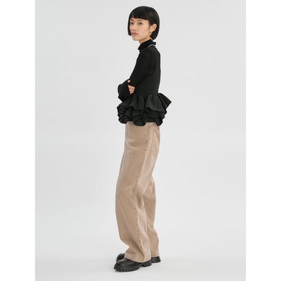 バックウエストゴムストレートデニムパンツ （BEG）｜詳細画像