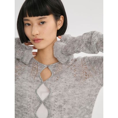 【ONLINE限定カラーあり】2way透かし編みモヘヤニットカーディガン （OWHT）｜詳細画像