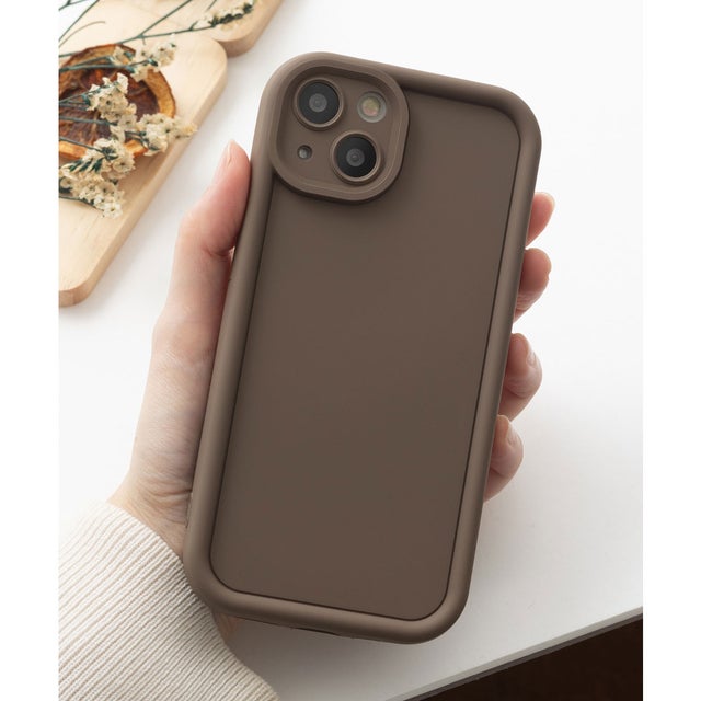 iPhone スマホケース カバー シンプル シリコンマット 滑り防止 （ブラウン）
