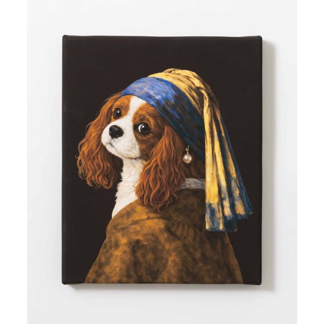 世界の名画 キャバリア 犬 アートキャンバス （D）