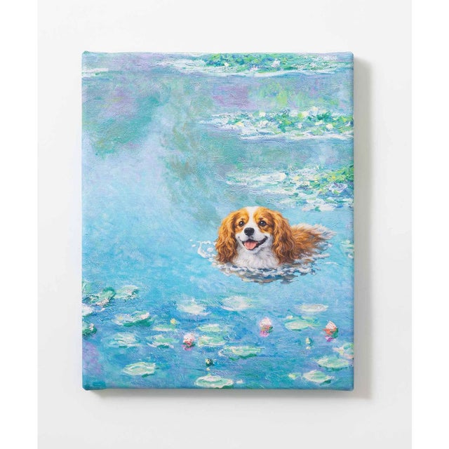 世界の名画 キャバリア 犬 アートキャンバス （L）