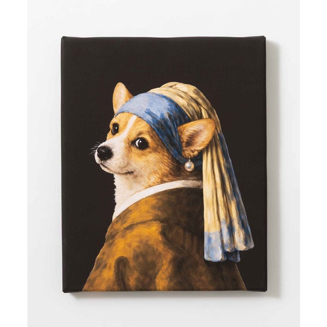 世界の名画 ウェルシュコーギー  犬 アートキャンバス （E）