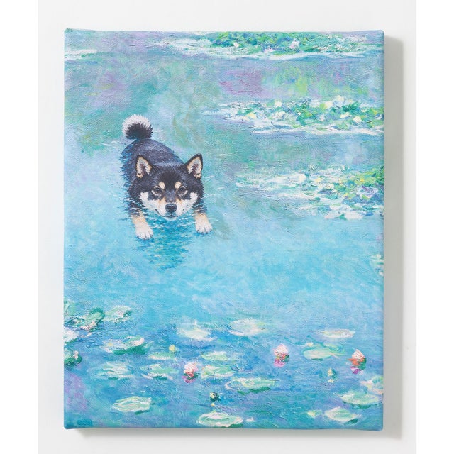 世界の名画 柴犬 黒柴 アートキャンバス （X）