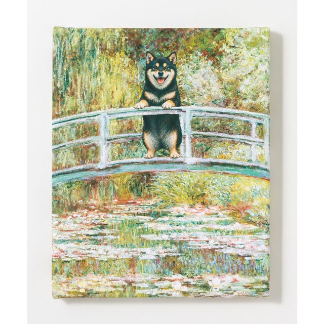 世界の名画 柴犬 黒柴 アートキャンバス （N）