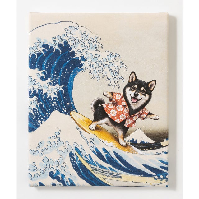世界の名画 柴犬 黒柴 アートキャンバス （Y）