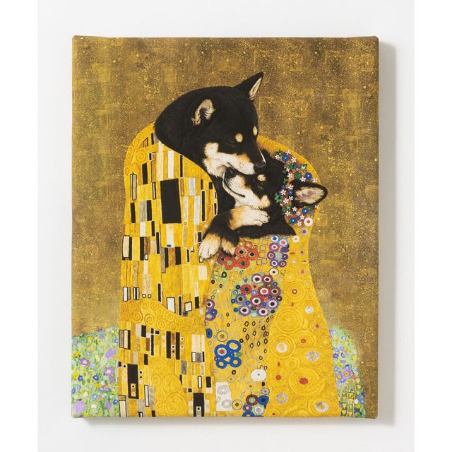 世界の名画 柴犬 黒柴 アートキャンバス （P）