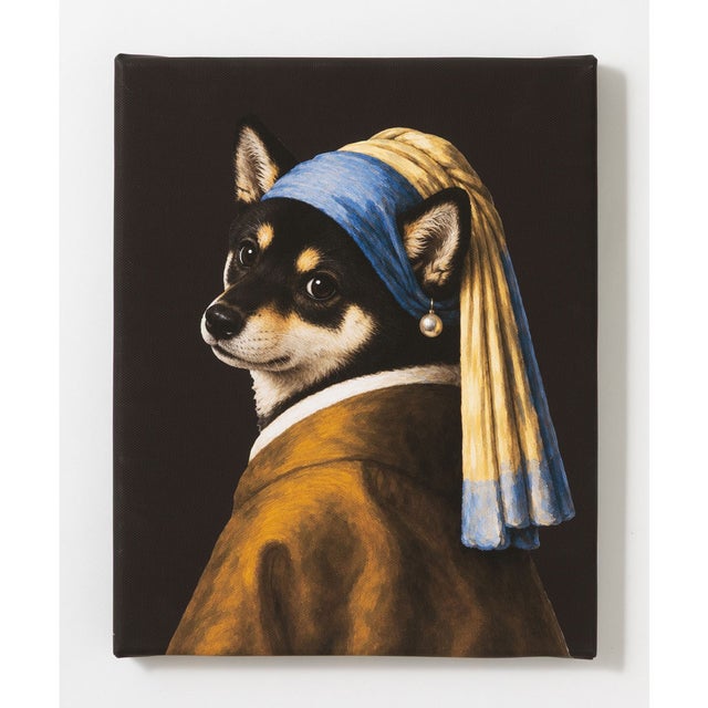 世界の名画 柴犬 黒柴 アートキャンバス （R）