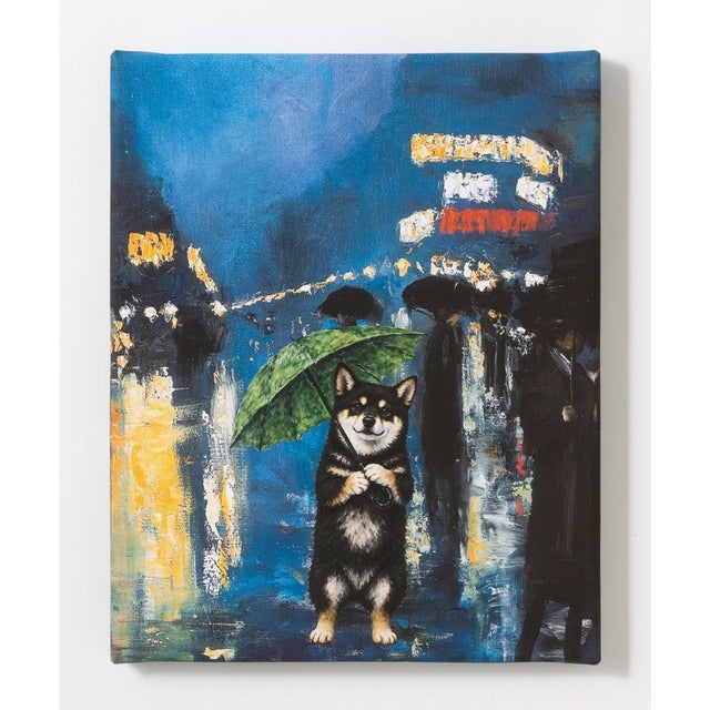 世界の名画 柴犬 黒柴 アートキャンバス （S）