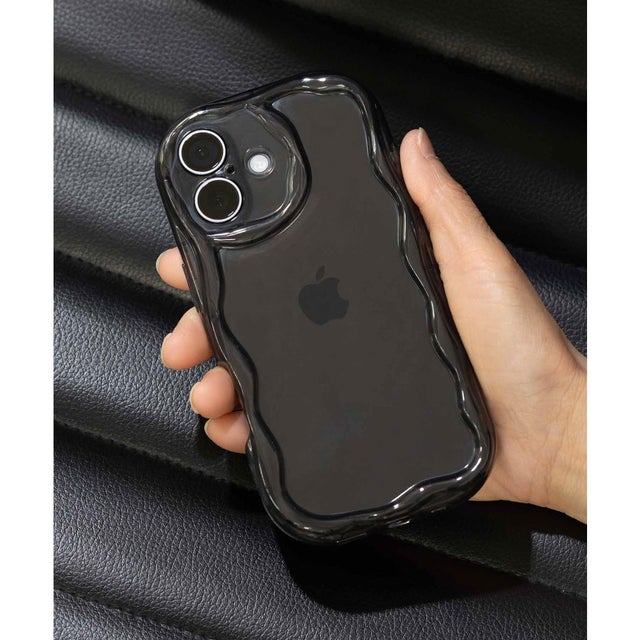 iPhone クリアスマホケース カバー うねうね （クリアブラック）
