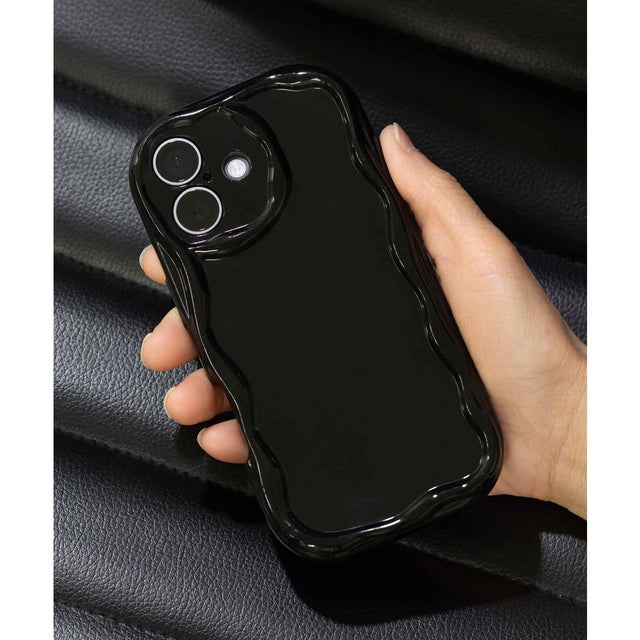iPhone クリアスマホケース カバー うねうね （ブラック）