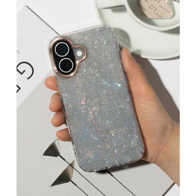iPhone スマホケース カバー キラキラ ホロ （ホワイト）