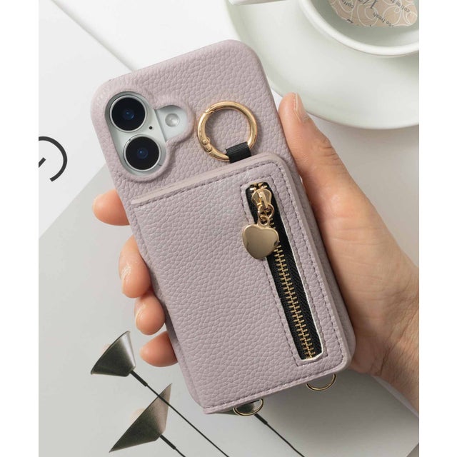 iPhone スマホケース カバー PUブライドルレザー カード収納付き （ピンク）