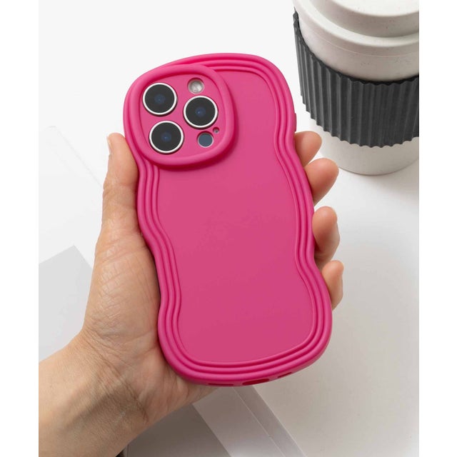 iPhone スマホケース カバー うねうね ウェーブ （ローズ）