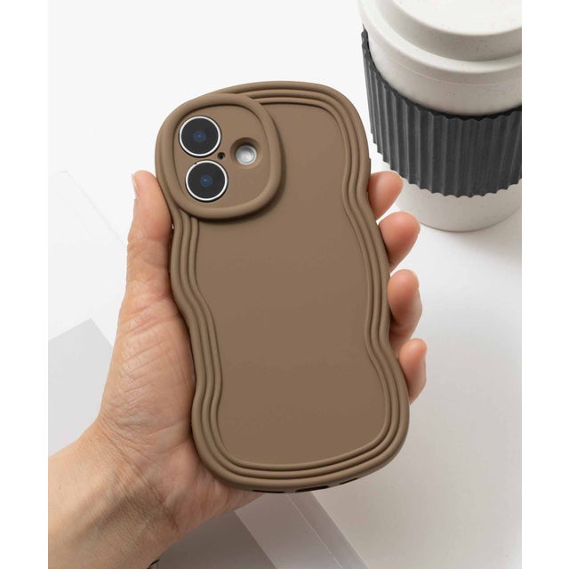 iPhone スマホケース カバー うねうね ウェーブ （カーキ）