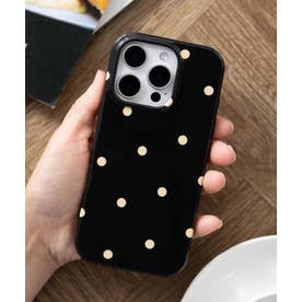 水玉 ドット柄 iPhoneケース カバー （ブラック）