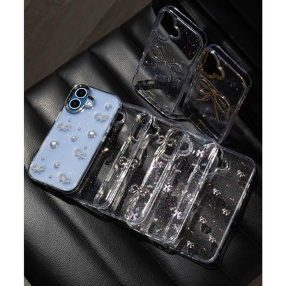 iPhone クリアスマホケース カバー リボン ハート ラメ キラキラ 韓国 （その他1）｜詳細画像