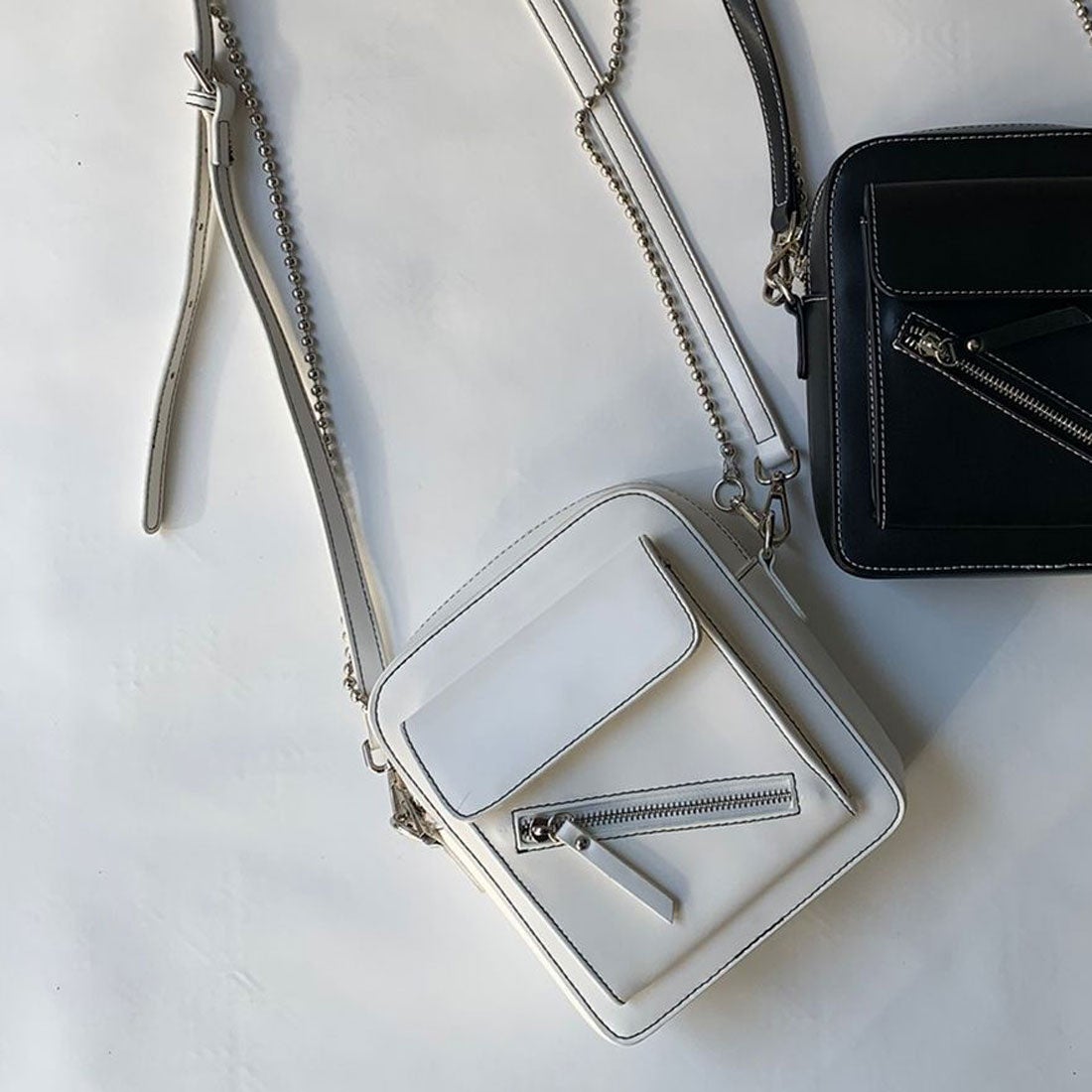 アンビー ENVYM ステッチショルダーBAG （WHITE） -靴＆ファッション 