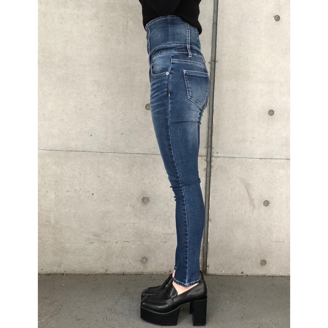 アンビー ENVYM ハイウエストスキニーPT （Blue） -ファッション通販 