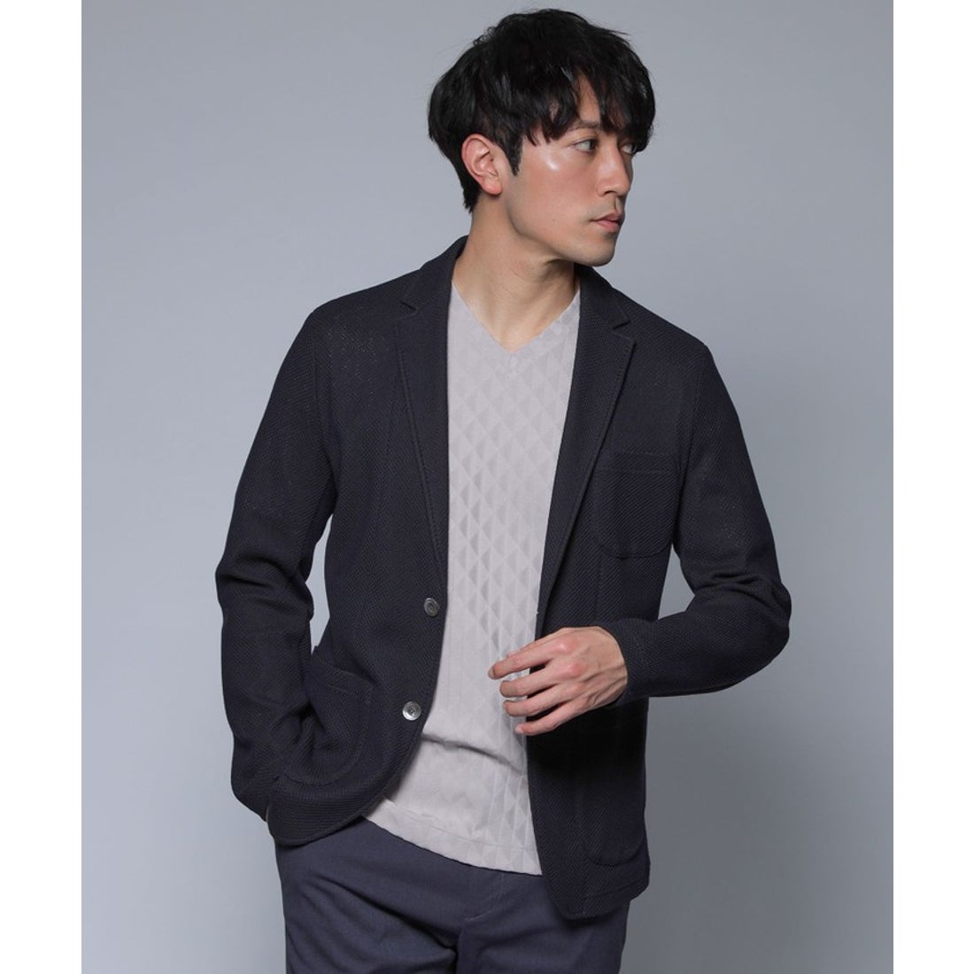 エポカ ウォモ EPOCA UOMO メッシュジャカードカットソージャケット 