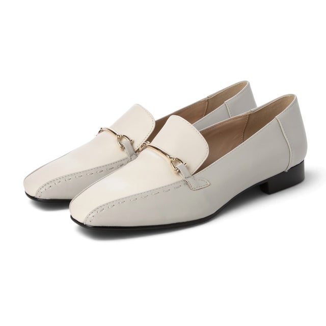 本革上品ホースビット スクエアトゥローファー （グレー）
