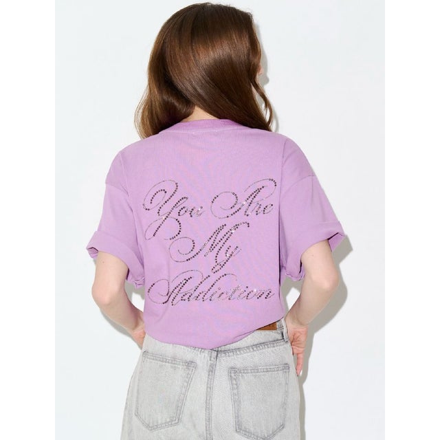 ラインストーングラフィック BIG Tシャツ （パープル）