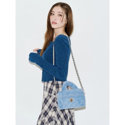 エヴリス EVRIS フェイクファーキルティングバニティーBAG （ブルー）｜詳細画像