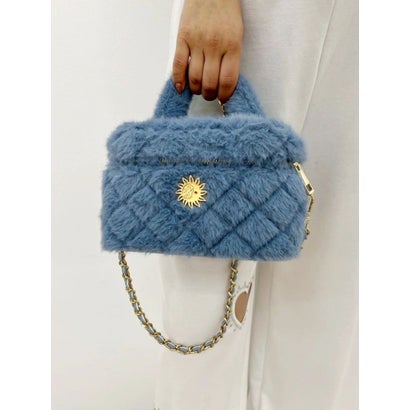 エヴリス EVRIS フェイクファーキルティングバニティーBAG （ブルー）｜詳細画像