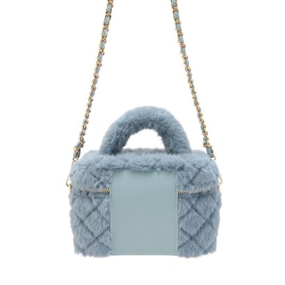 エヴリス EVRIS フェイクファーキルティングバニティーBAG （ブルー）｜詳細画像