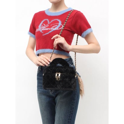 エヴリス EVRIS フェイクファーキルティングバニティーBAG （ブルー）｜詳細画像
