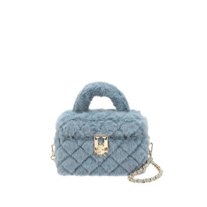エヴリス EVRIS フェイクファーキルティングバニティーBAG （ブルー）｜詳細画像