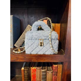 フェイクファーキルティングバニティーBAG （ブルー）