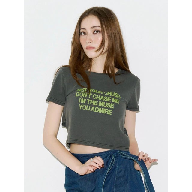 バックオープンクロップドTシャツ （ブラック）