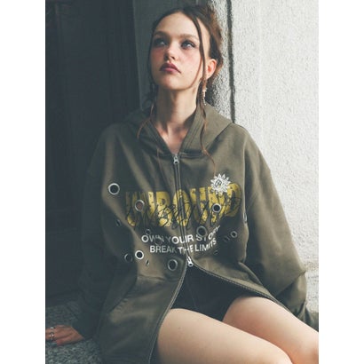アイレットオーバーサイズパーカー （ブラック）｜詳細画像
