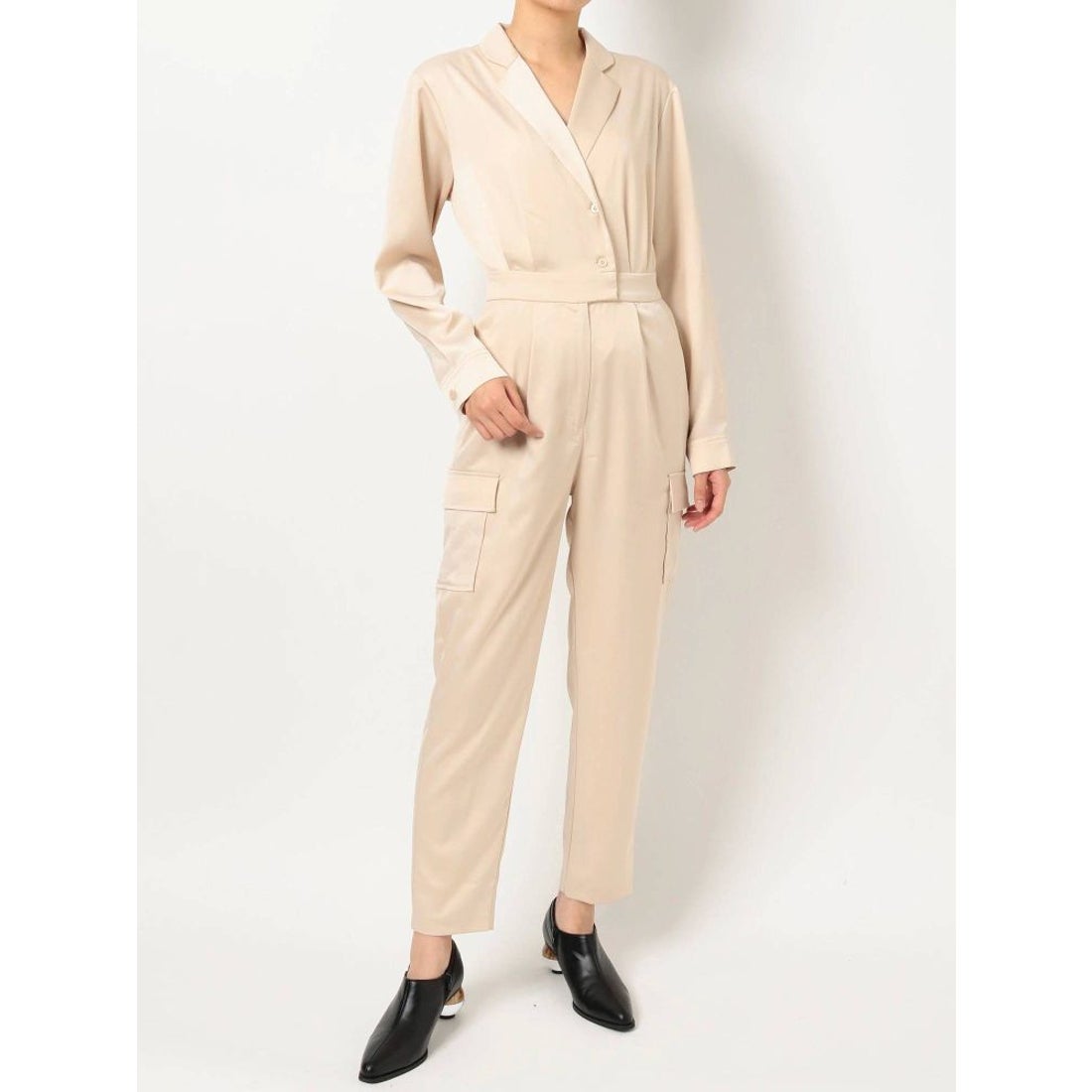 EVRIS SATIN TAILOR ジャンプスーツ（ブラック） -ファッション通販 