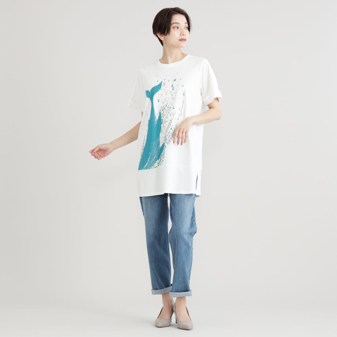 EVEX by KRIZIA 水玉柄メッシュTシャツ size L