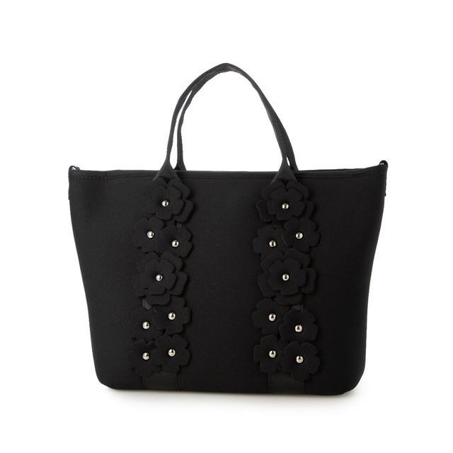 ダイバー素材 ブルーム フラワートート （black×black）