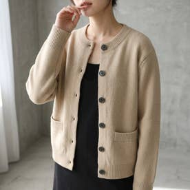 ポケット付きで使いやすい、あったかニットカーディガン レディース ニット 厚手 長袖 大きめボタン ポケット付き ゆったり 暖かい きれいめ カジュアル 通勤 オフィス 秋服 冬服 大人可愛い （ベージュ）