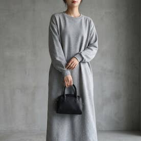一枚でラクに着られる、ゆったりロングング丈スウェットワンピース レディース スウェット ロング丈 マキシ丈 長袖 ゆったり オーバーサイズ ポケット付き レイヤード 部屋着 ワンマイルウェア （グレー）