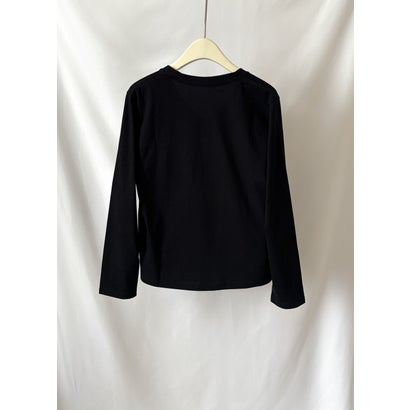 すっきりVネックで着回しやすい、ベーシック長袖Tシャツ レディース 長袖 Vネック カットソー トップス シンプル ベーシック インナー レイヤード 無地 きれいめ カジュアル 通勤 春 秋 冬 （ブラック）｜詳細画像